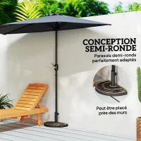 Outsunny Pied de parasol base de lestage parasol demi-cercle poids net 9 kg résine imitation fonte motif fleur 50L x 31l x 32H cm bronze(m-5)