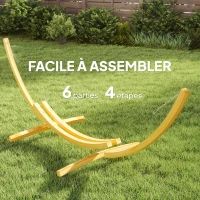 Outsunny Support pied de hamac structure robuste en bois de pin charge max. 120 Kg dim. 325L x 120l x 118H cm bois naturel(m-7)