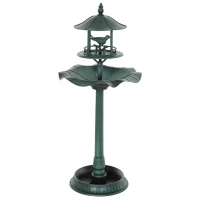 Outsunny 3-in-1 Garden Bird Bath, Freestanding Birdbath with Large Water Basin, Underneath Flower Planter, Φ50 x 113 cm, Green(m-10)