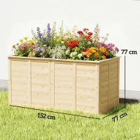 Outsunny Canteiro de Jardim Elevado Quadrado, Fundo Aberto, 152x77x77cm, em madeira maciça, efeito madeira natural(m-3)