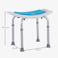 HOMCOM Taburete de Ducha Silla de Baño con Altura Ajustable en 6 Niveles Diseño Antideslizante para Ancianos o Movilidad Reducida 52x30x39-51 cm(m-3)