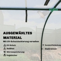 Outsunny Tunnelvormige kas, 3 ramen met ritssluiting, stalen frame, robuuste hoes, 295 x 100 x 80 cm, Wit(m-4)