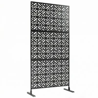 Outsunny Decorative Outdoor Privacy Panel Garden Screen 3 Panels Geometric Pattern Steel 92x40x192cm Black(m-1)