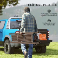 Outsunny Barrière Extensible rétractable barrière de sécurité 250L x 31l x 104H cm alu métal Chocolat(m-4)