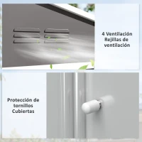 Outsunny Cobertizo de Jardín Exterior 3,6 m² 236x171x191 cm con Puerta Corredera Techo Inclinado Ranuras de Ventilación Gris(m-6)