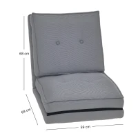 HOMCOM Sillón de suelo plegable en terciopelo acanalado, colchón de suelo con respaldo ajustable en 5 posiciones, 59 x 230 x 15 cm, gris(m-3)