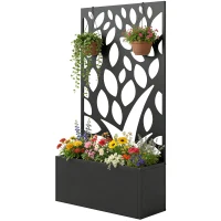 Outsunny Jardinieră metalică cu spalier, montare pe perete sau independent, jardinieră cu panou de protecție(m-6)