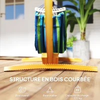 Outsunny Support pied de hamac structure robuste en bois de pin charge max. 120 Kg dim. 325L x 120l x 118H cm bois naturel(m-5)