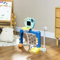 AIYAPLAY But de football pour enfants, centre multi-activités 3 en 1 avec panier de basket réglable tableau de score set de golf(m-10)