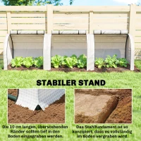 Outsunny Tunnelvormige kas, 3 ramen met ritssluiting, stalen frame, robuuste hoes, 295 x 100 x 80 cm, Wit(m-5)