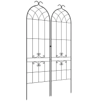 Outsunny Lot de 2 treillis de jardin, support pour plantes grimpantes en métal, 50L x 181H cm, noir(m-12)