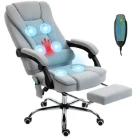 Vinsetto Fotoliu de birou cu masaj și încălzire, scaun de birou, înălțime reglabilă, spătar înclinabil, 65x70x111-119cm, gri(m-8)