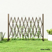 Outsunny Expanding Trellis Fence, Freestanding Movable Fence, Foldable Garden Screen Panel, 250 x 103.5 cm, Dark Brown(m-9)