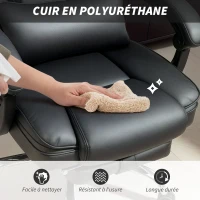 HOMCOM Fauteuil de bureau massant et chauffant chaise de bureau avec hauteur réglable dossier inclinable 67x72x111-119cm noir(m-6)