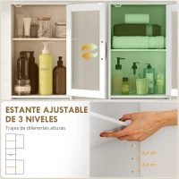 HOMCOM Columna de Baño Estrecha con Puerta de Vidrio Estantes Ajustables Cajón Estante Abierto 40x30x165 cm Blanco(m-5)