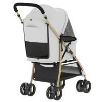 PawHut Carrito para Mascotas con 2 Puertas Ventana de Malla Cesta de Almacenamiento Cuerda de Seguridad 80x44,5x97 cm Gris Claro(m-8)