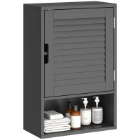 HOMCOM Armadietto Bagno a Parete con Ripiano Regolabile e Anta Ammortizzata, 40x20x60 cm, Nero(m-11)