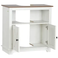 kleankin Mueble para Debajo del Lavabo de Madera Armario de Baño de Suelo Mueble Bajo Lavabo Pie con 2 Puertas 60x30x60 cm Blanco(m-10)