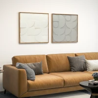 HOMCOM Wanddeko 3D 2er Set geometrisch Wanddekoration Modern Wand Deko für Wohnzimmer, Flur, 80 x 3,5 x 80 cm, Weiß(m-2)