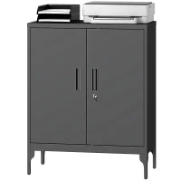 HOMCOM Metal Storage Cabinet with Lock and Adjustable Shelves - Black(m-11)