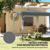 Outsunny Tenda Dobrável 2x2m com 4 Paredes Laterais Tecido Oxford 2 Janelas e Saco de Transporte Anti-UV Impermeável Cinzento(m-5)