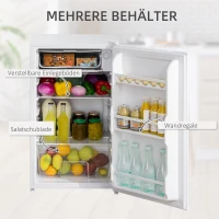 HOMCOM Mini-Kühlschrank, 91 Liter Kapazität, Gefrierfach, verstellbare Fächer, leiser Betrieb, kompakte Größe, Kunststoff, Stahl, Weiß(m-6)