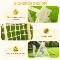 AIYAPLAY 5-in-1 Indoor-Klettergerüst mit Rutsche, Schaukel, Kletternetz, Basketballkorb, klappbar, 3-6 Jahre, Naturholz(m-6)