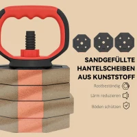 SPORTNOW 6-in-1 Hantelset Kurzhantel Set Kurzhanteln Langhanteln verstellbar 25 KG für Krafttraining Zuhause(m-7)