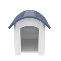 PawHut Außen-Hundehütte, Hundehütte aus Kunststoff mit erhöhtem und abnehmbarem Boden, wasserdichtes Dach, Grau(m-1)