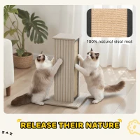 PawHut 63cm Cat Scratching Post, Cat Scratcher with Replaceable Scratching Board, Top Perch, Sisal Scratch Mat, Oak(m-6)