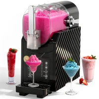 HOMCOM Slushy-Maschine, schnelle Kühlung, Rührfunktion, 2,4 L, Lichtfunktion, Schwarz(m-10)