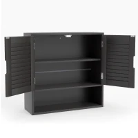 HOMCOM Bathroom Cabinet, Wall Mounted Storage Cabinet with Adjustable Shelves, 60 x 20 x 60 cm, Black(m-1)
