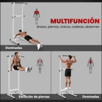 SPORTNOW Barra de Dominadas Altura Regulable Estación de Fondos Resistente para Gimnasio en Casa Entrenamiento de Fuerza Blanco(m-4)