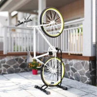 SPORTNOW Aparcamiento para Bicicletas Vertical y Horizontal con Ganchos Ajustables para Bicicletas de 24-29 Pulgadas y 700 C Negro(m-8)