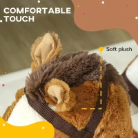 AIYAPLAY Schaukelpferd mit Geräuschen, weiche Füllung, Holzrahmen, 68x33x45 cm, Braun/Creme(m-5)