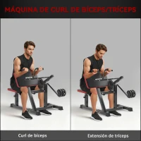 SPORTNOW Máquina de Bíceps y Tríceps 2 en 1 Banco de Curl Predicador con Asiento y Apoyo de Codo Ajustables para Gimnasio Casa(m-4)