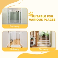 PawHut Safety Gate for Children and Pets, Auto-Close and Pressure-Mounted, 76-82x76 cm, White(m-4)