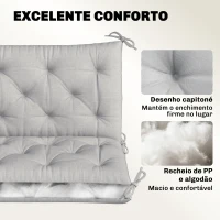 Outsunny Almofada para Banco de Jardim com Encosto Enchimento Espesso e Fitas de Fixação para Interior e Exterior 150x98x8 cm Cinza(m-5)