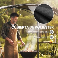 Outsunny Cenador para Barbacoa de 2,4 x 1,5 m Cenador de Pérgola Exterior con 2 Estantes Laterales y Ganchos Gris Oscuro(m-6)