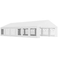 Outsunny Tenda para Eventos 12x6m Tenda de Jardim com 12 Paredes Laterais Amovíveis e 12 Janelas Impermeável Proteção UV  30+ Branco(m-1)