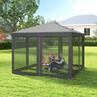 Outsunny Faltpavillon, Faltzelt mit Seitenwänden inkl. Tragetasche, Gartenpavillon, Metall, Oxfordstoff, 3 x 3 m, Hellgrau(m-9)