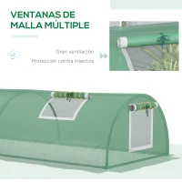 Outsunny Invernadero Pequeño para Cultivo de Plantas con 4 Ventanas Marco de Acero y Cubierta de PE Anti-UV 200x80x45 cm Verde(m-5)