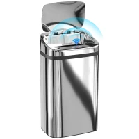 HOMCOM Balde de Lixo 30L com Sensor para Abertura e Fecho Automático, 33x25x57.5 cm, Prata(m-7)