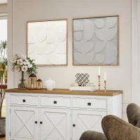 HOMCOM Wanddeko 3D 2er Set geometrisch Wanddekoration Modern Wand Deko für Wohnzimmer, Flur, 80 x 3,5 x 80 cm, Weiß(m-9)