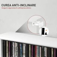 HOMCOM Raft pentru CD-uri cu 6 rafturi reglabile, capacitate de 360 CD-uri/185 DVD-uri, 58x24x124.5 cm, alb(m-6)