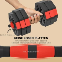 SPORTNOW 6-in-1 Hantelset Kurzhantel Set Kurzhanteln Langhanteln verstellbar 25 KG für Krafttraining Zuhause(m-6)