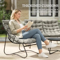 Outsunny 4 Seater Garden Furniture Set, Conversation Set with Loveseat Sofa, Chairs, Glass Coffee Table, Thick Cushions, Steel Outdoor Sofa for Balcony, Poolside, Conservatory, Light Grey(m-4)