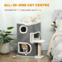 PawHut 75 cm Cat Tree, Cat Tower Condo for Indoor Cats with Scratching Post, Jumping Platform, Grey(m-4)