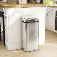 HOMCOM Poubelle 40 L avec capteur pour ouverture et fermeture automatiques, 33x25x70 cm, Argent(m-4)