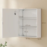 HOMCOM Armadietto Bagno con Specchio, Luce LED Regolabile e Sistema Antiappannamento, 50x15x60 cm, Bianco(m-3)